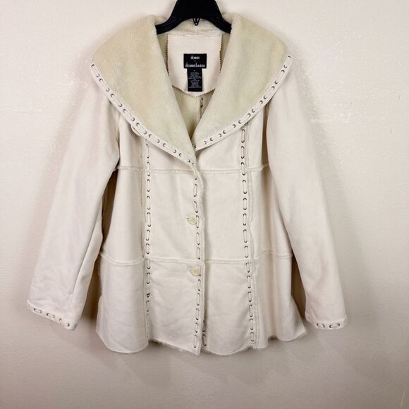 Western Cream Whipstitch Rodeo Faux Fur Suede Coat Jacket 1X - Picture 1 of 7